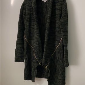 Open shawl cardigan with zipper detail S